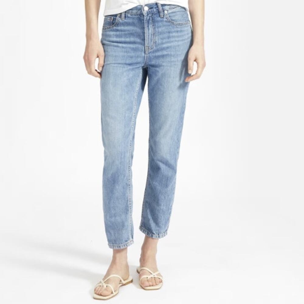 Everlane Mid Rise Light Wash Relaxed Fit Denim Skinny Leg Jeans Size 30